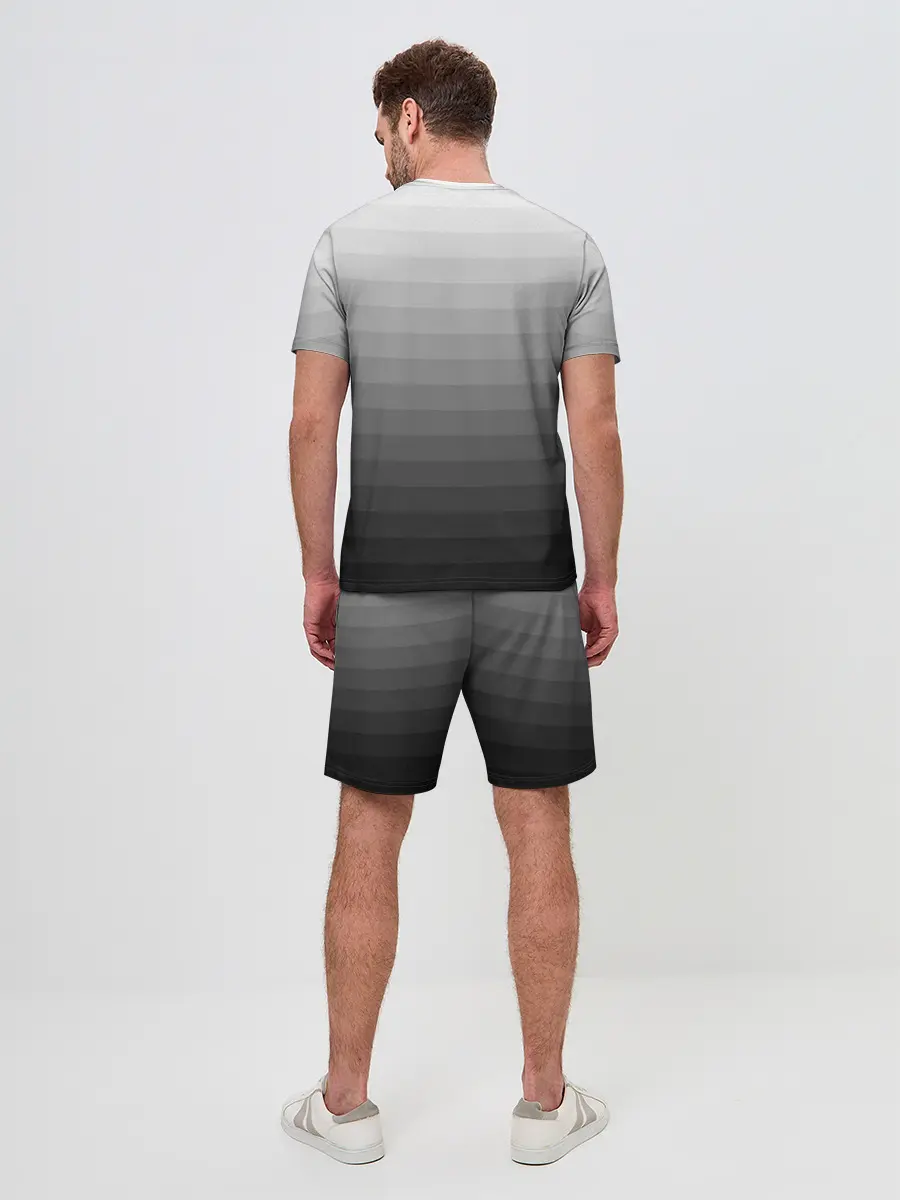 Мужской костюм с шортами / Серые полосы