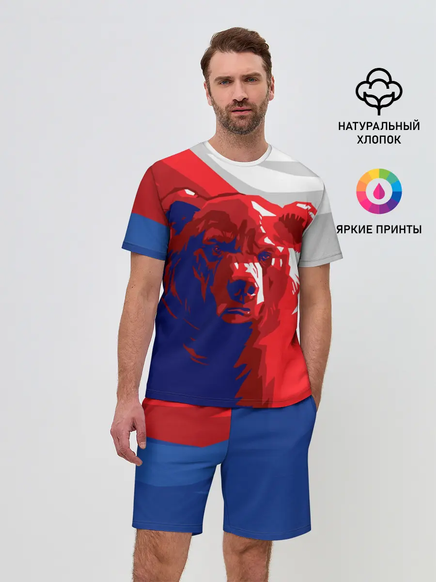 Мужской костюм с шортами / Российский медведь