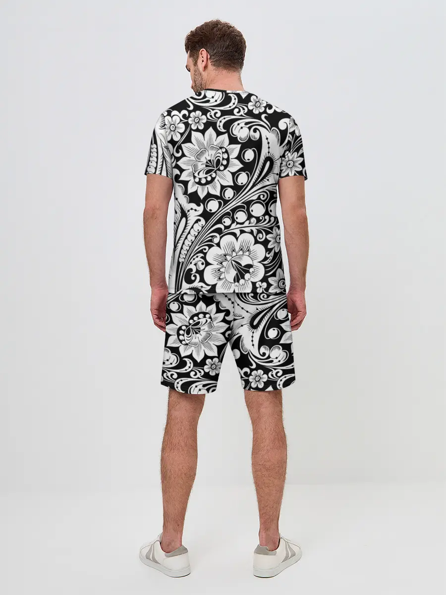 Мужской костюм с шортами / Хохлома чб