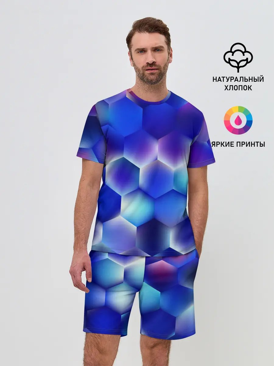 Мужской костюм с шортами / Синяя чешуя змеи