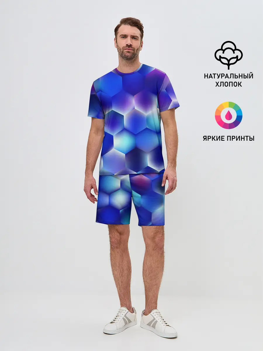 Мужской костюм с шортами / Синяя чешуя змеи