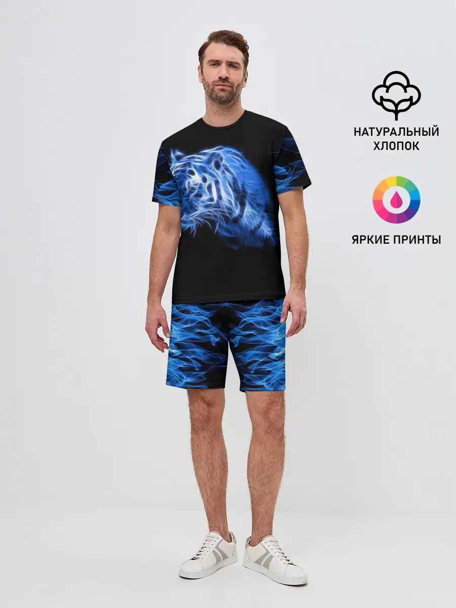 Мужской костюм с шортами / Синий тигр