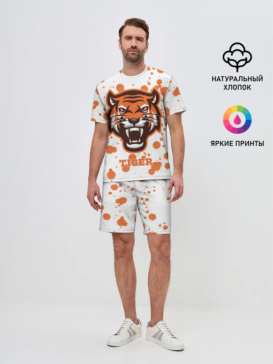 Мужской костюм с шортами / Огненный тигр