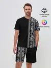 Мужской костюм с шортами / Узор на чёрном