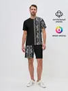 Мужской костюм с шортами / Узор на чёрном