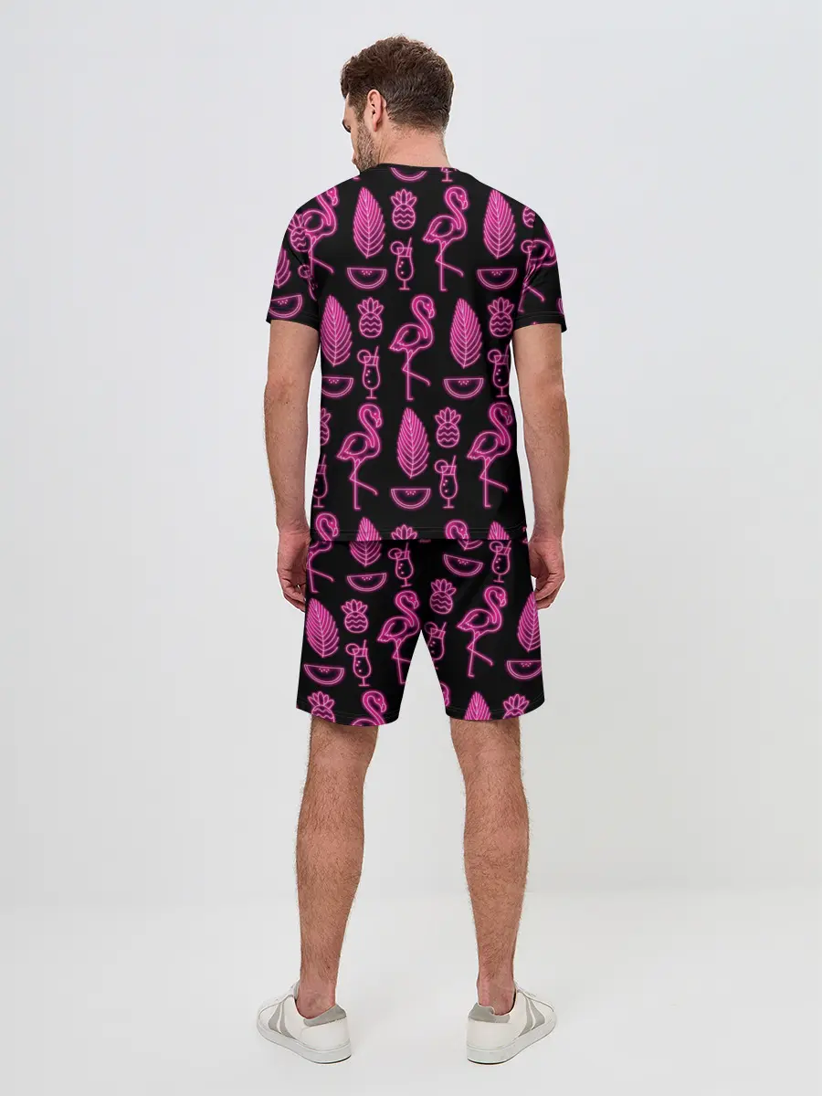 Мужской костюм с шортами / Светящийся фламинго