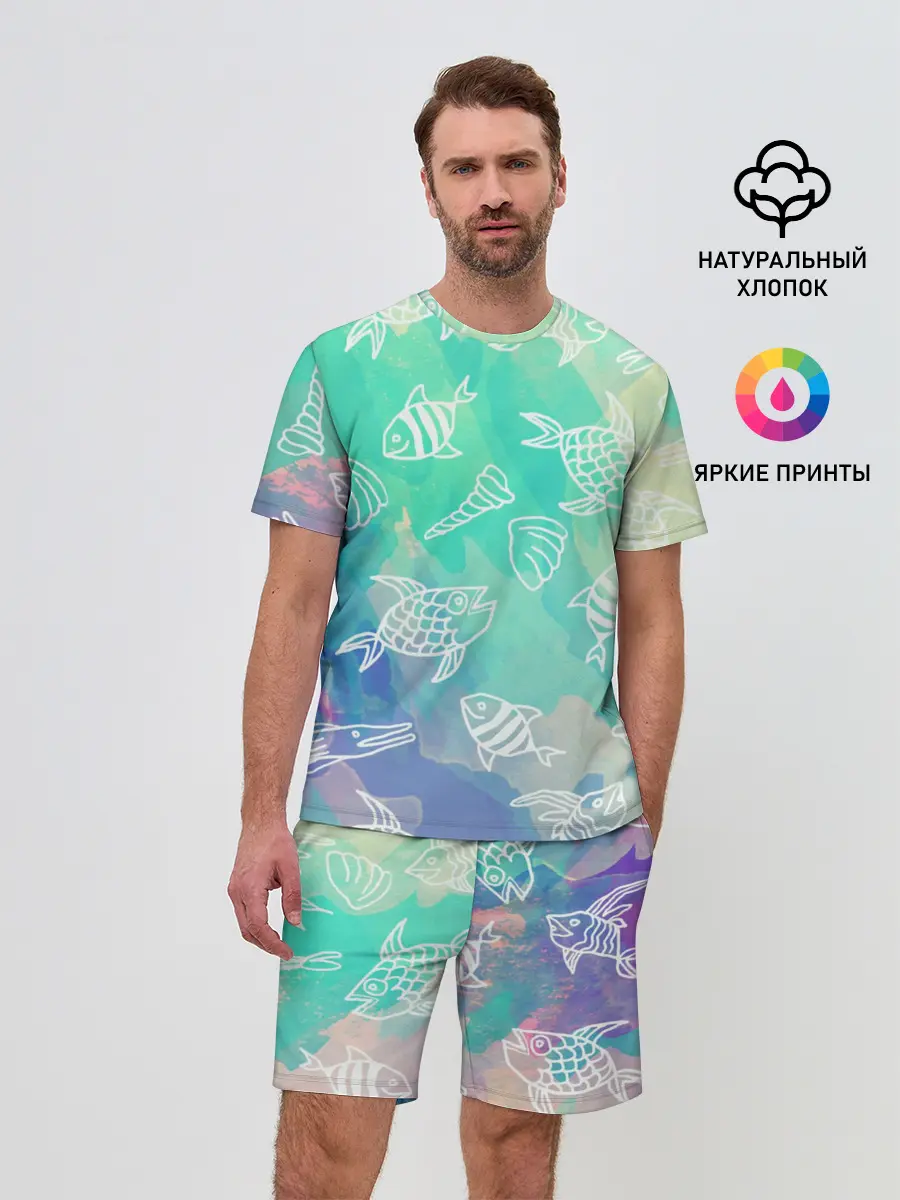 Мужской костюм с шортами / Рыбы
