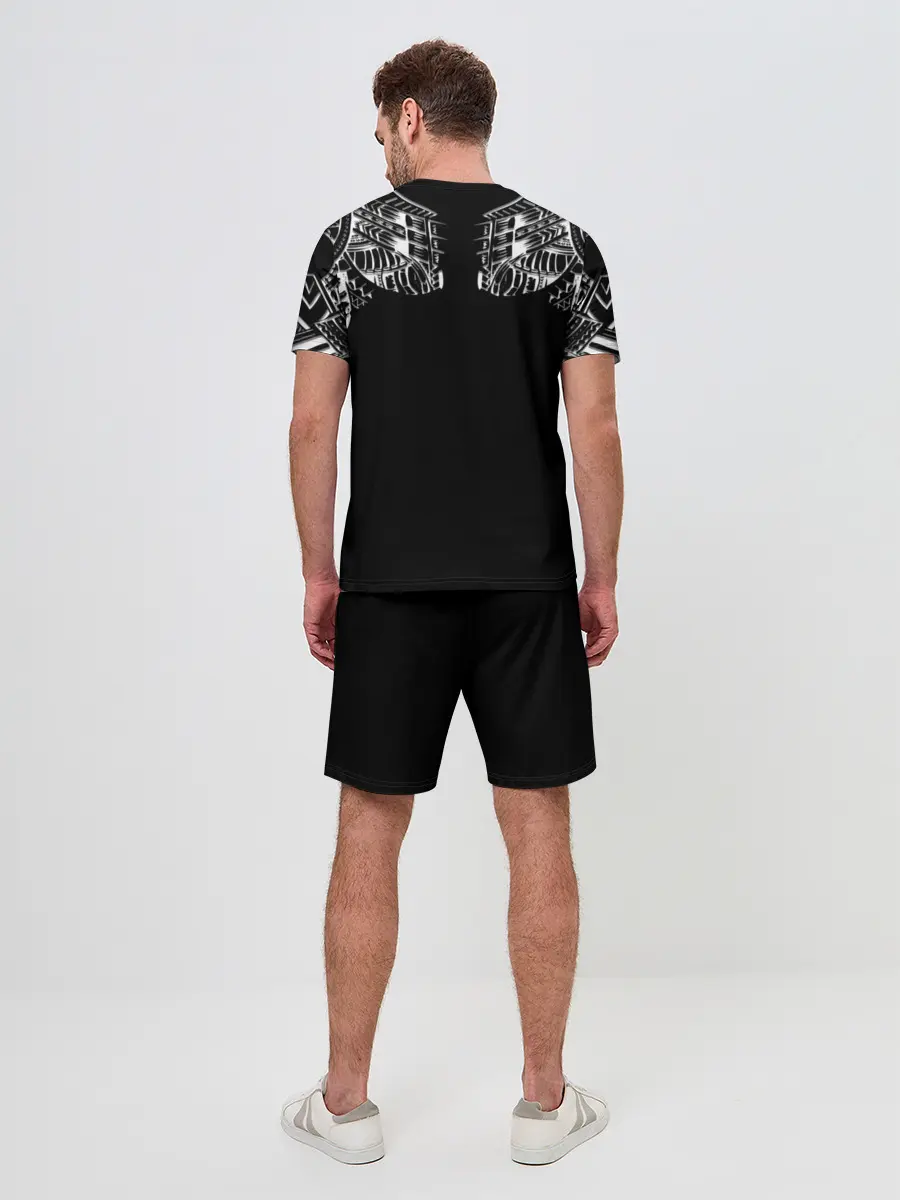 Мужской костюм с шортами / Узор в стиле маори / полинезия