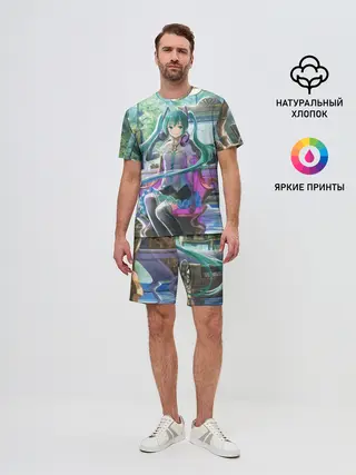 Мужской костюм с шортами / Мика Хацуне за фортепиано