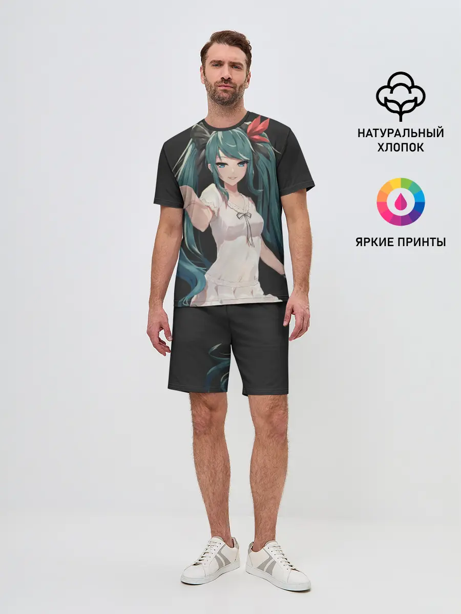 Мужской костюм с шортами / Хацуне Мику с протянутой рукой