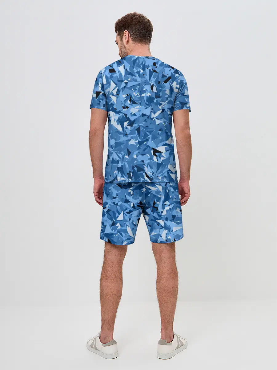Мужской костюм с шортами / Сине-бело-голубой лев