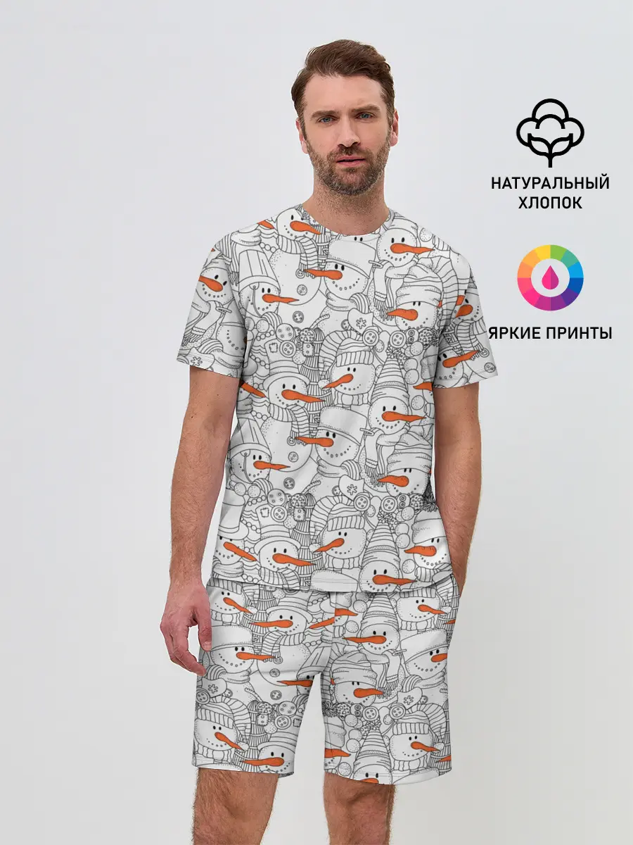 Мужской костюм с шортами / Снеговики