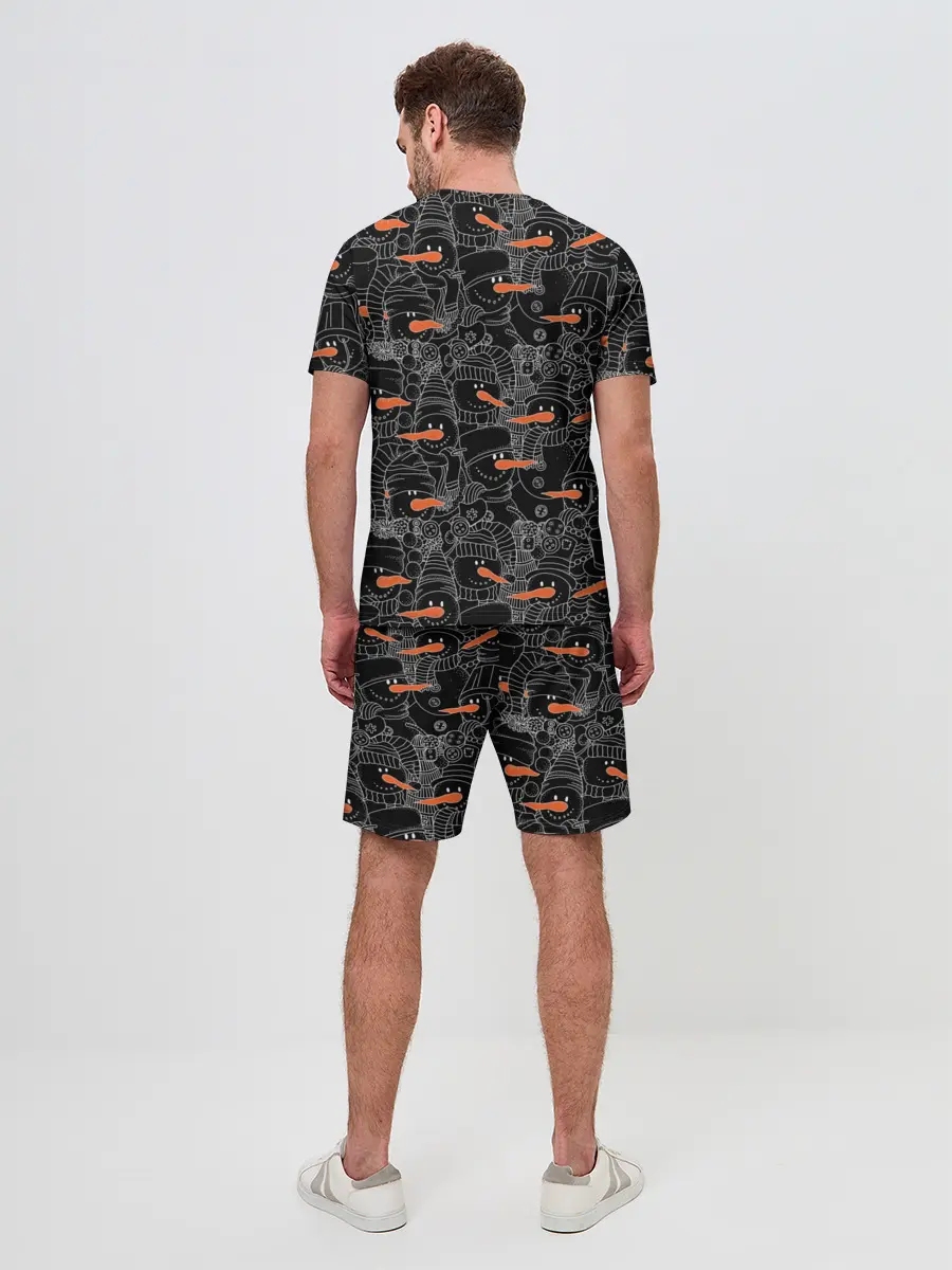 Мужской костюм с шортами / Черные снеговики