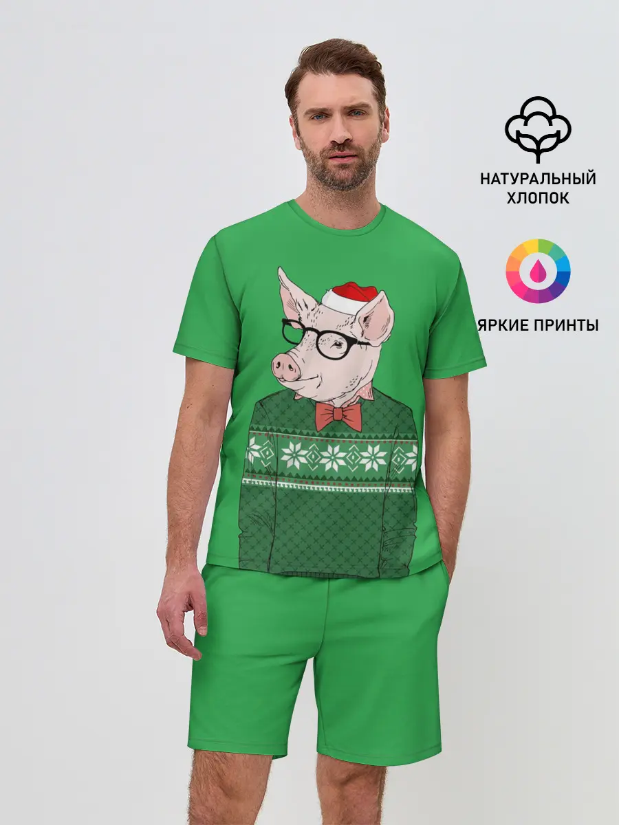 Мужской костюм с шортами / New Year Hipster Pig
