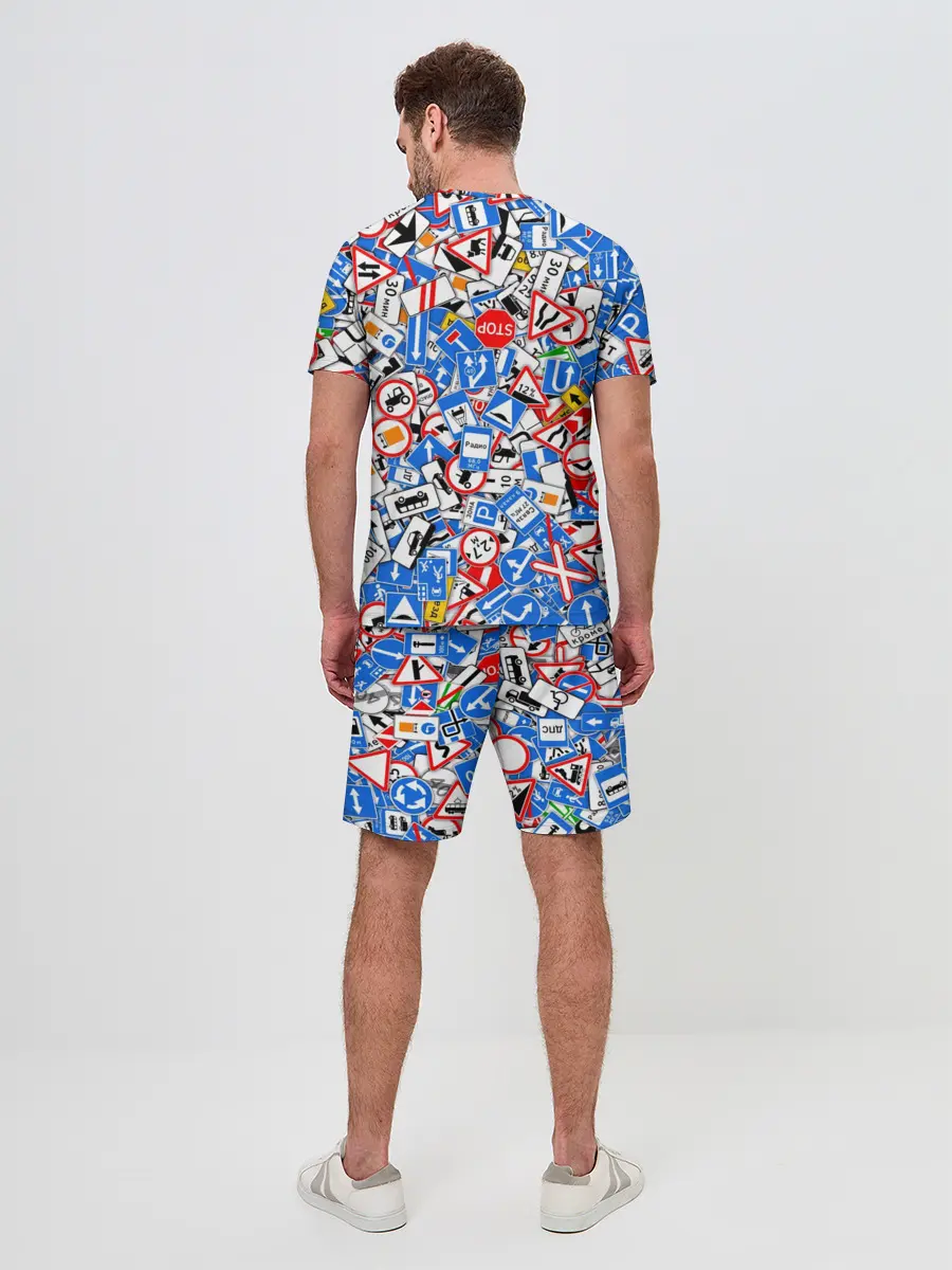 Мужской костюм с шортами / Дорожные знаки. Стикербомбинг