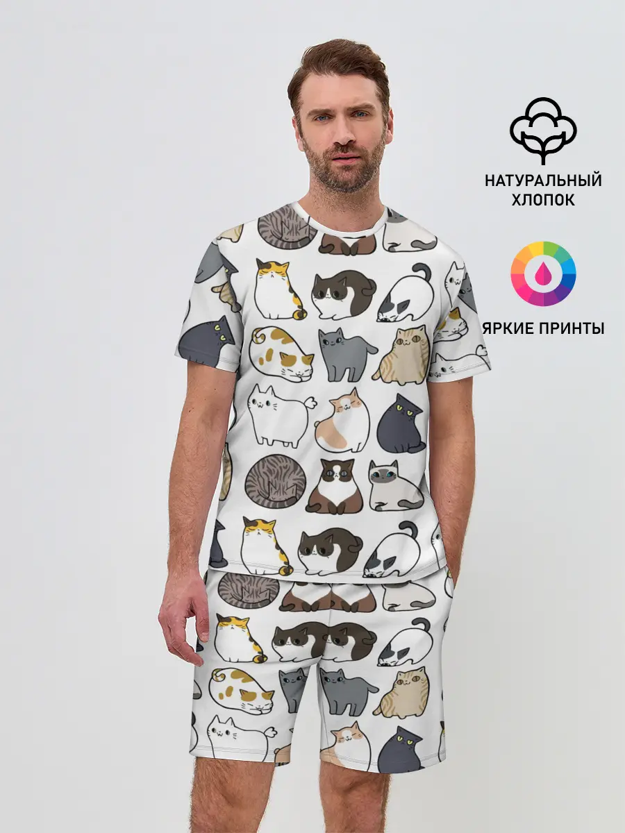 Мужской костюм с шортами / Котики