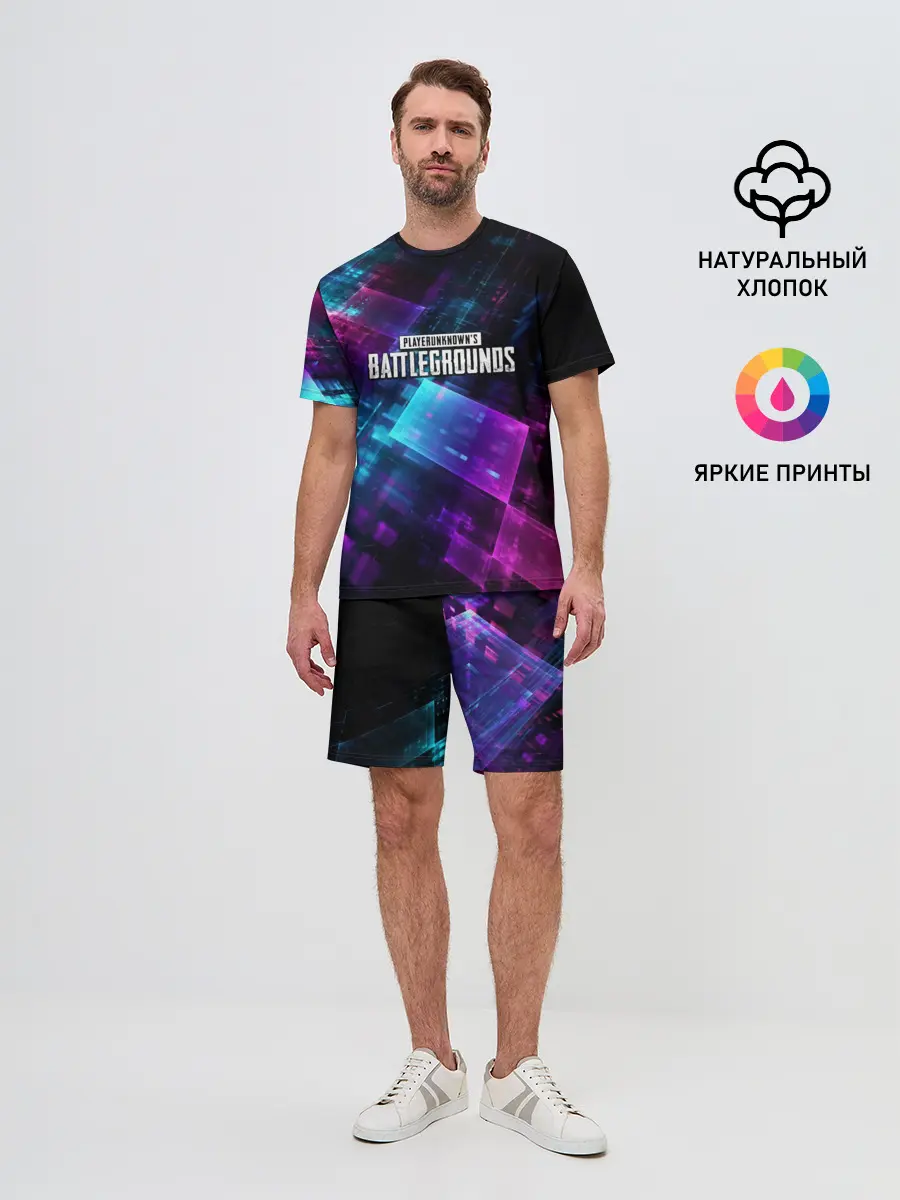 Мужской костюм с шортами / Pubg neon style 2019