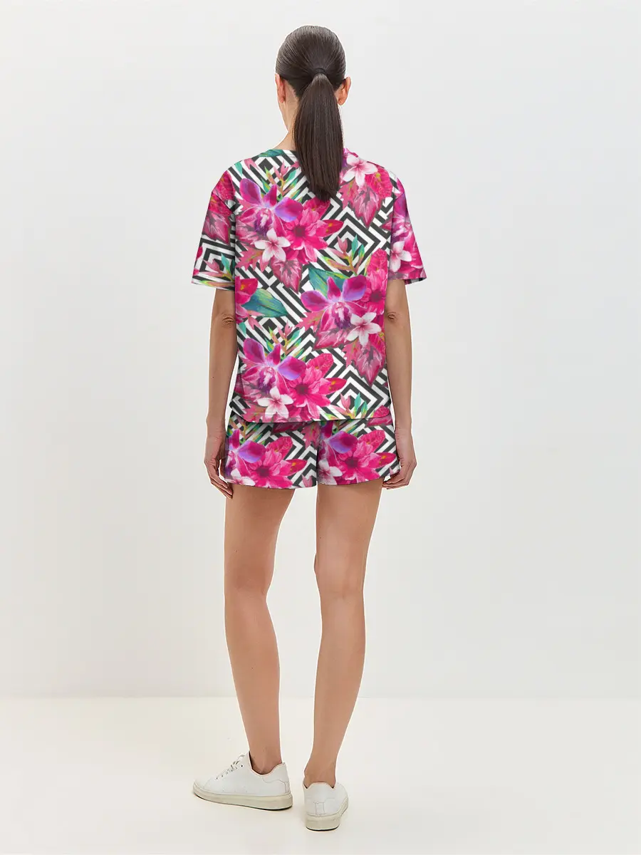 Женская пижама с шортами / Тропические цветы