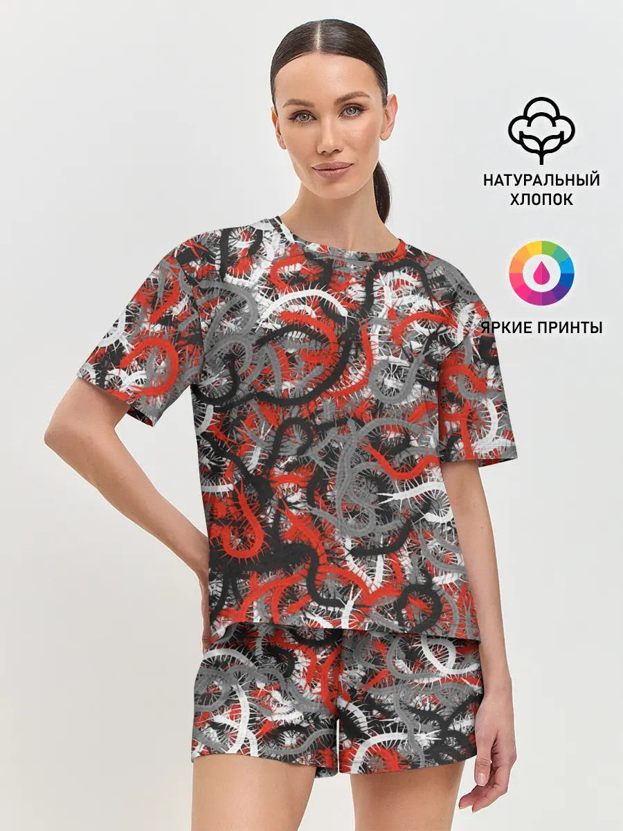 Женская пижама с шортами / Сколопендры