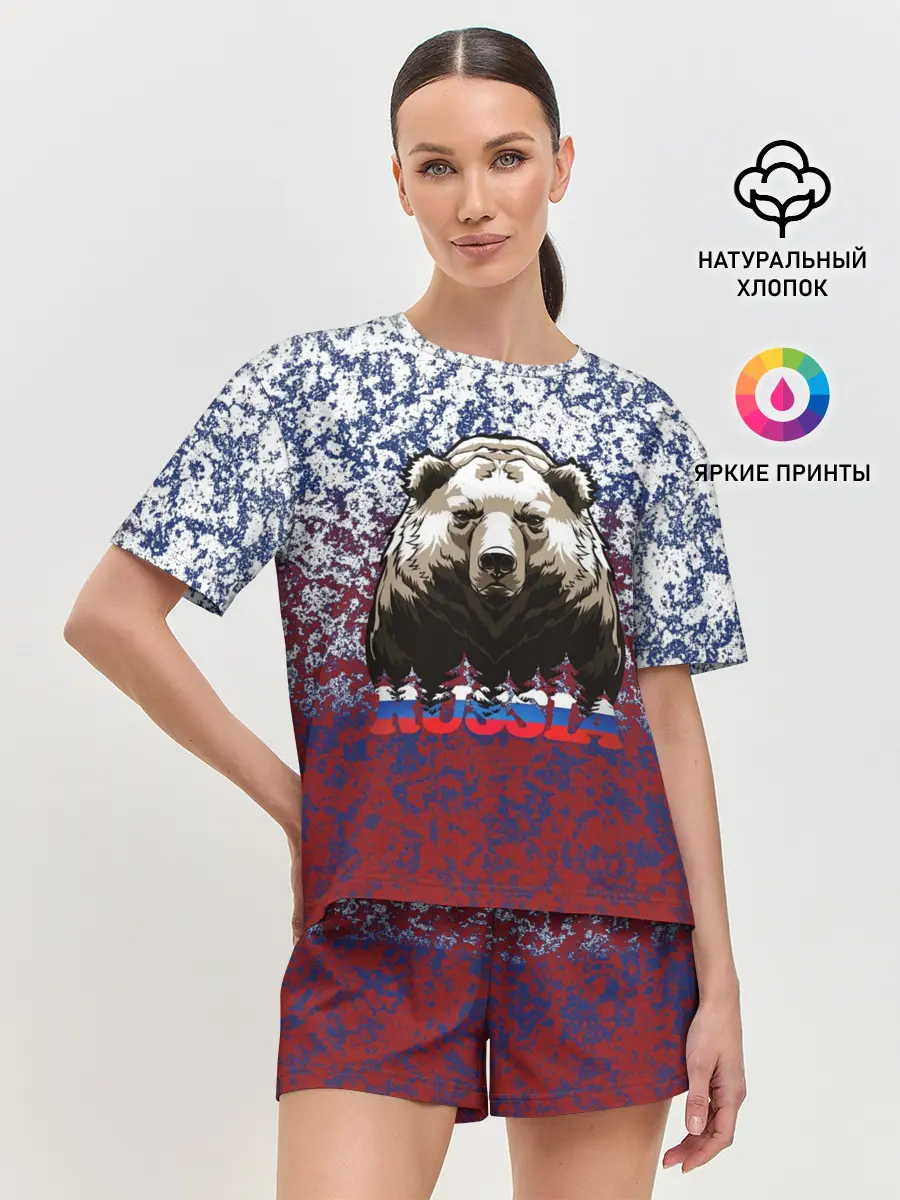 Женская пижама с шортами / Русский медведь