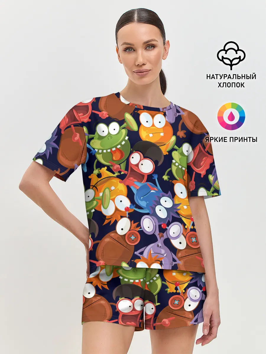 Женская пижама с шортами / Пучеглазые монстры