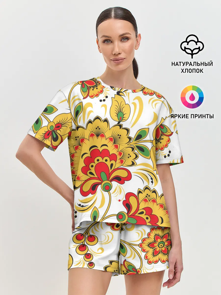 Женская пижама с шортами / Хохлома