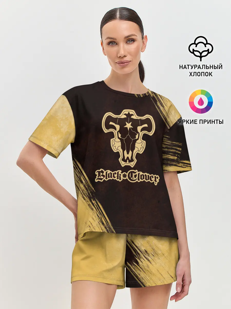 Женская пижама с шортами / Черный Клевер