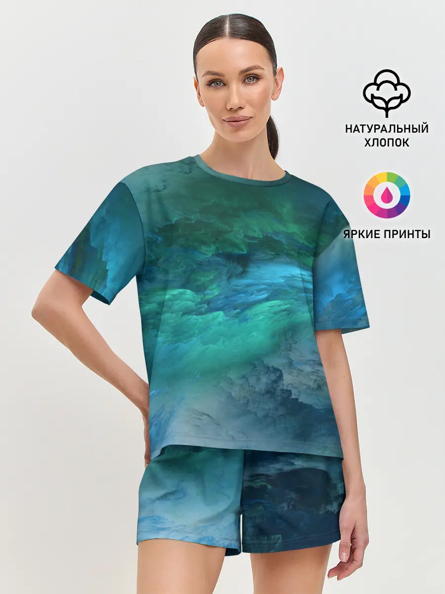 Женская пижама с шортами / Изумрудные Облака