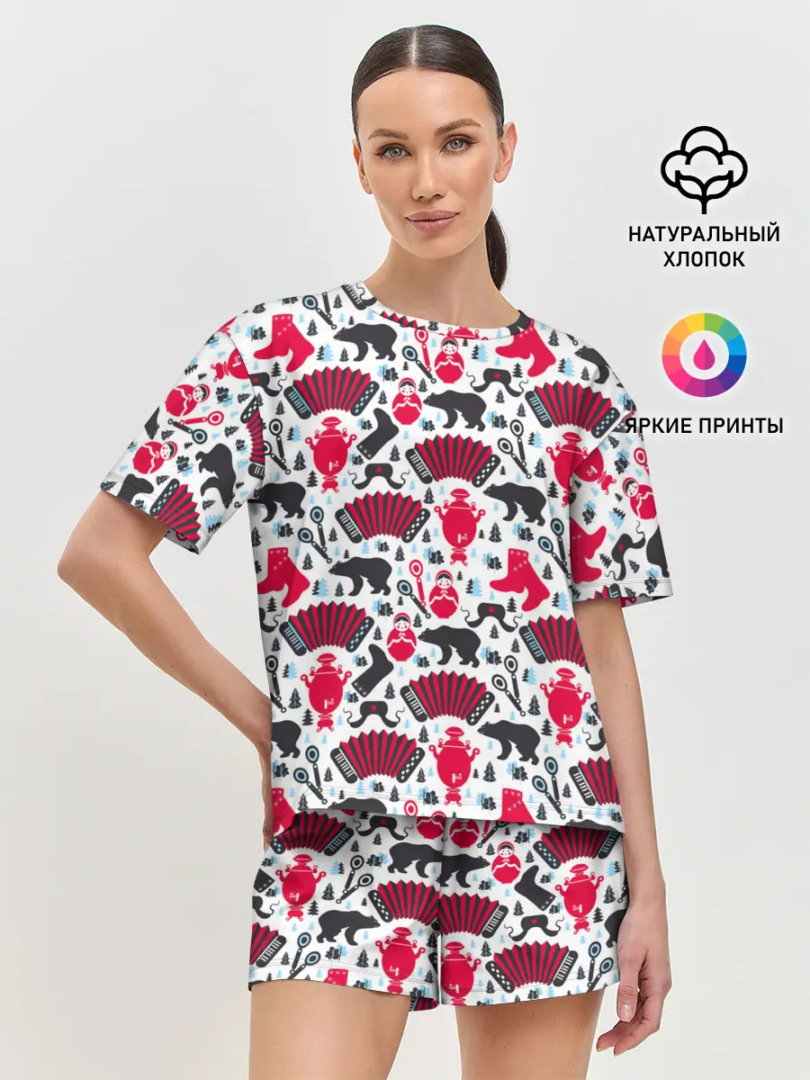 Женская пижама с шортами / Русский орнамент