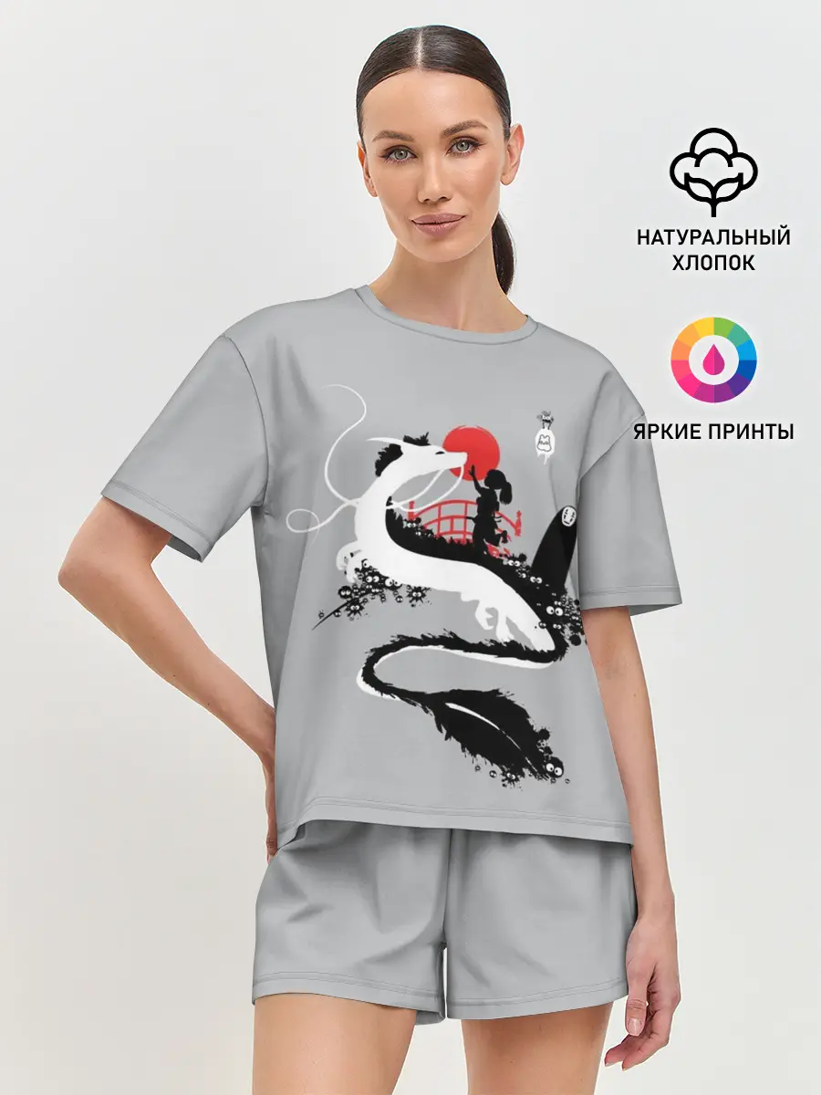 Женская пижама с шортами / Тихиро гладит Хаку