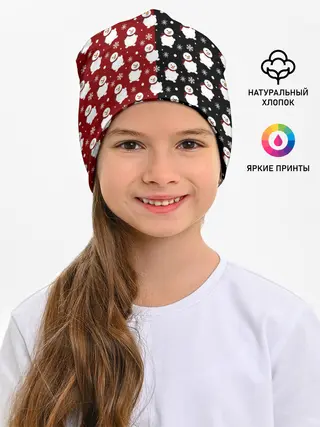 Детская шапка / Снеговики, снежинки и снег