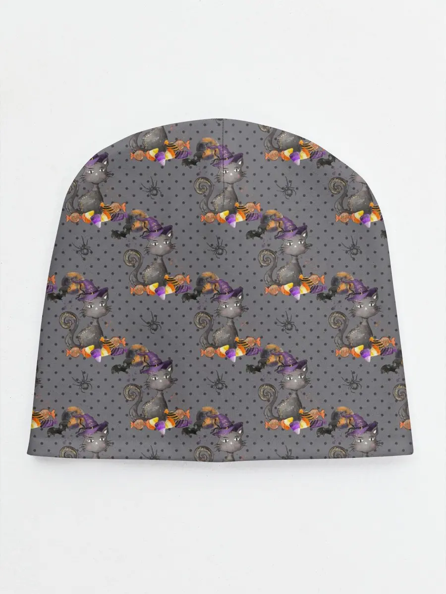 Детская шапка / Кот с тыквой хэллоуин