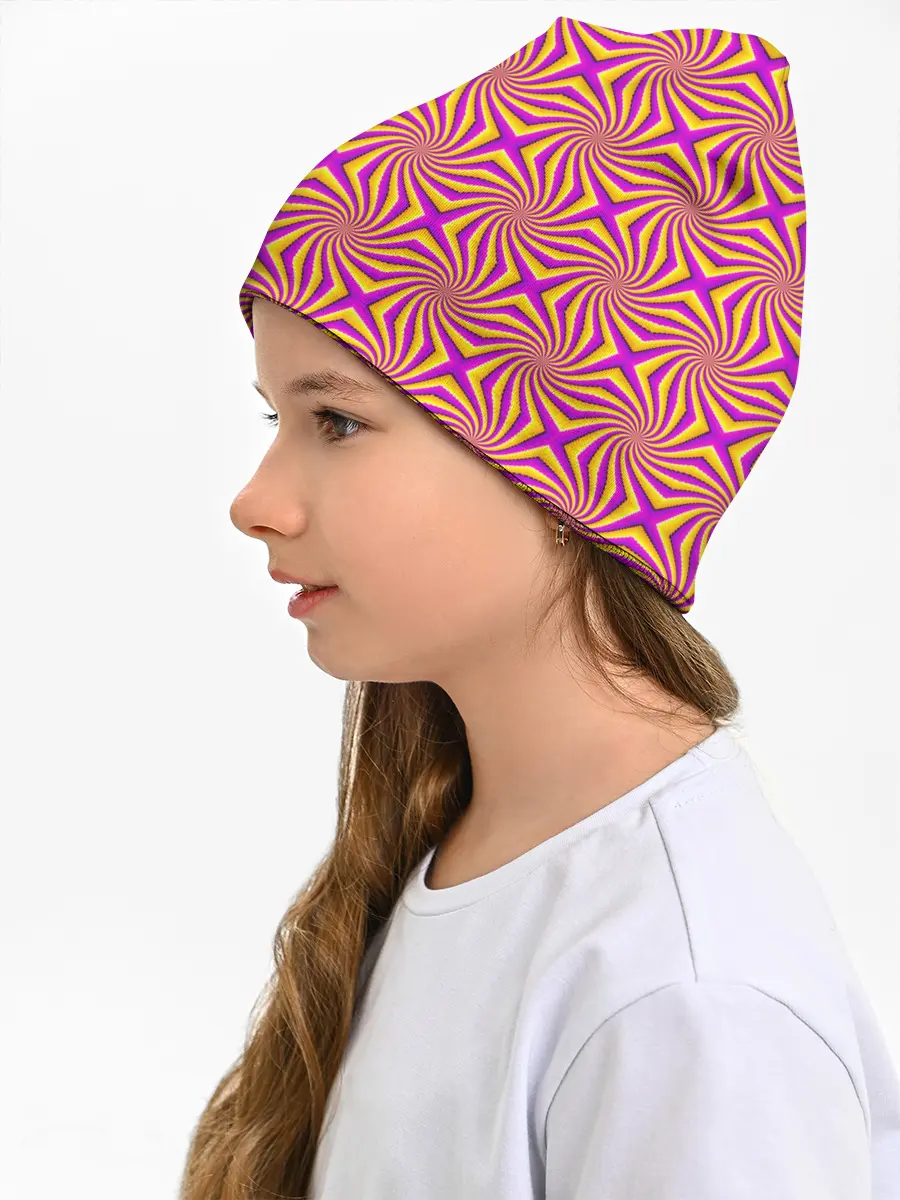 Детская шапка / Желто Фиолетовая иллюзия вращения