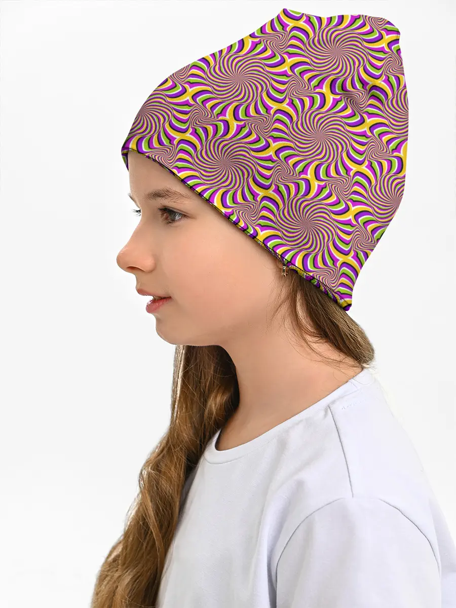 Детская шапка / Желто-фиолетовая иллюзия вращения