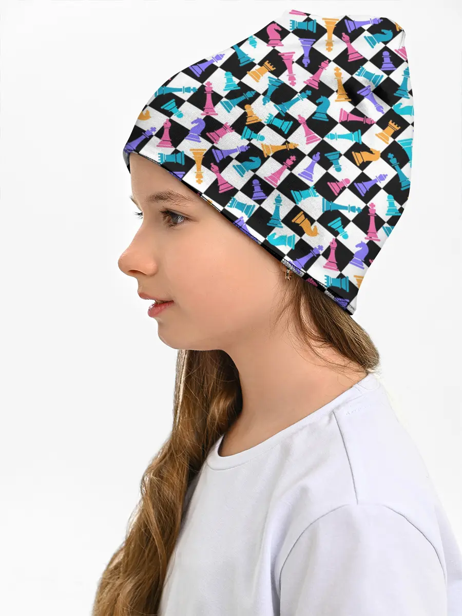 Детская шапка / Разноцветные Шахматные Фигуры
