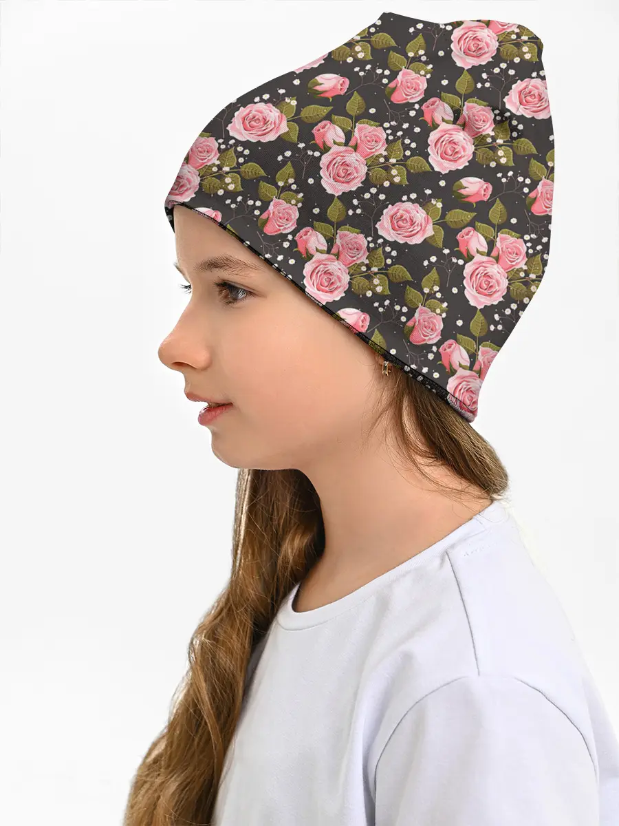 Детская шапка / Яркие розовые розы