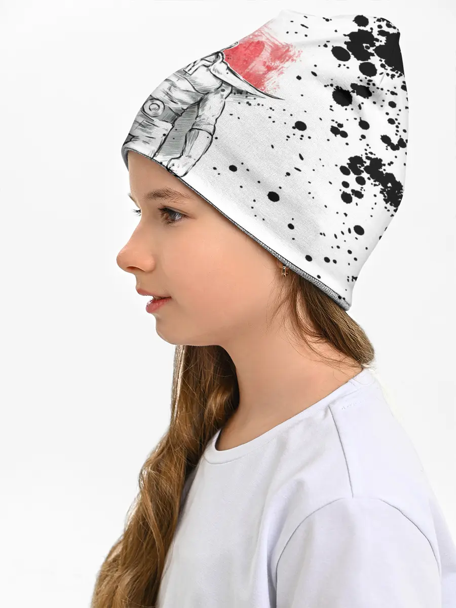 Детская шапка / One Punch-Man черные брызги Сайтама