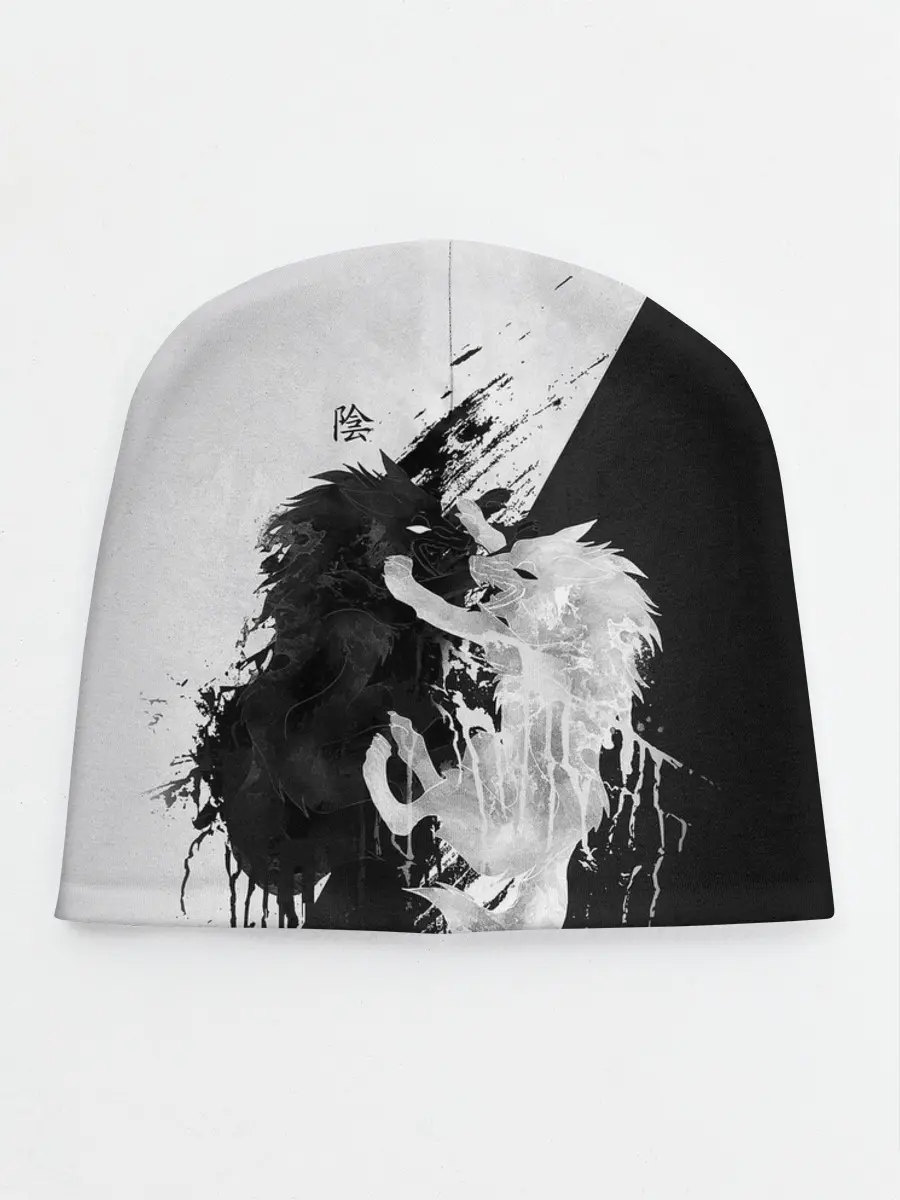 Детская шапка / ИНЬ ЯНЬ ВОЛКИ ЧЁРНО БЕЛЫЙ