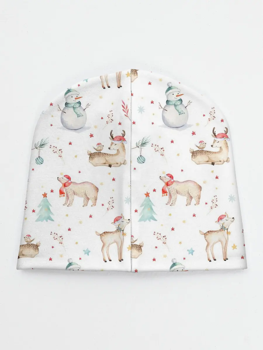 Детская шапка / Паттерн с оленями и медведями