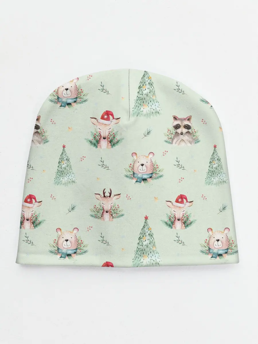 Детская шапка / Олени, медведи и еноты