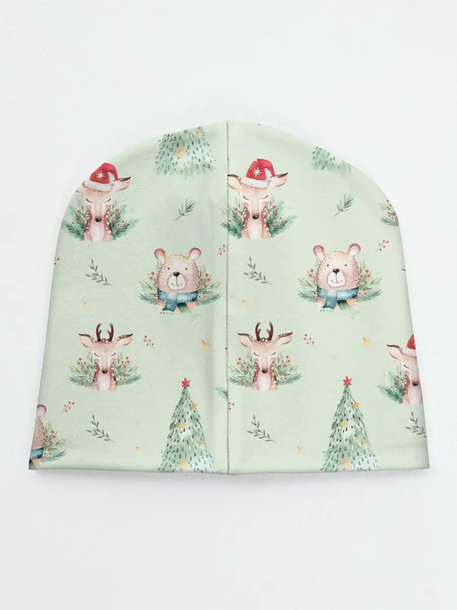 Детская шапка / Олени, медведи и еноты