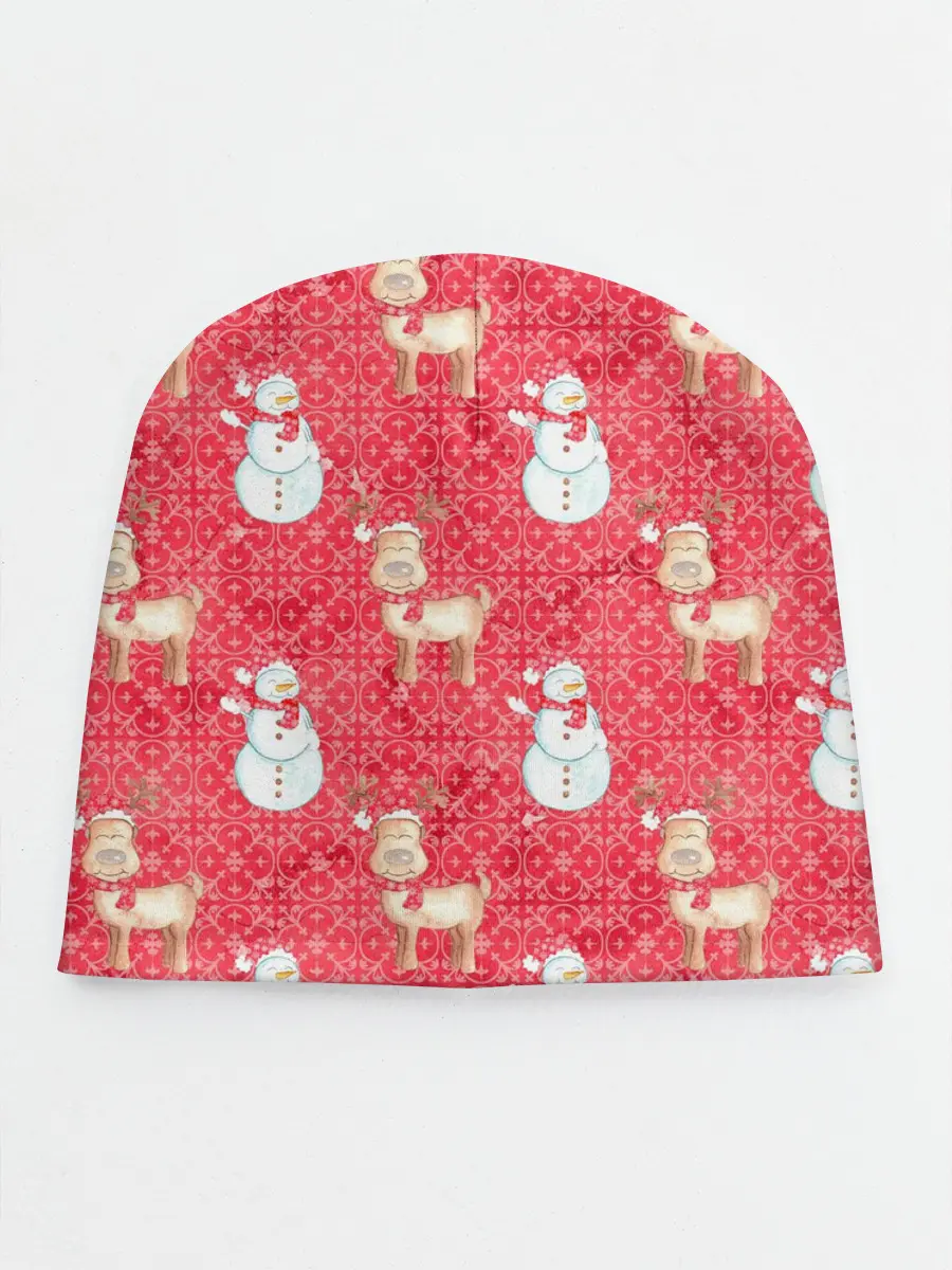 Детская шапка / Снеговики и олени