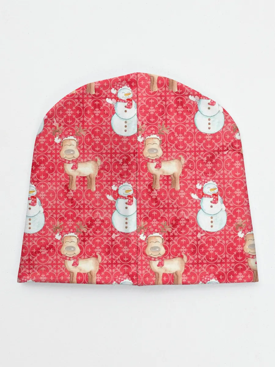 Детская шапка / Снеговики и олени