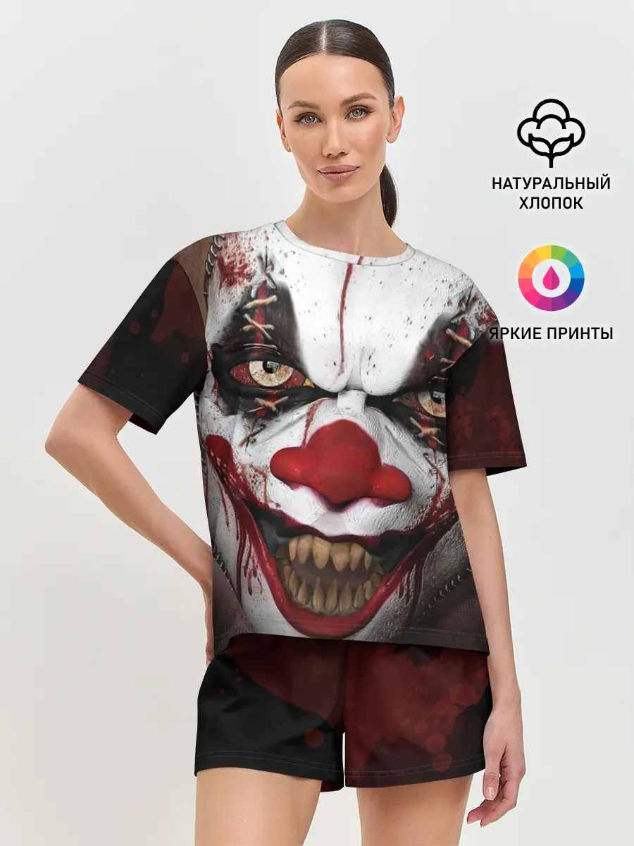 Женская пижама с шортами / Зомби клоун