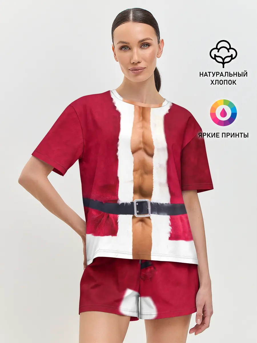 Женская пижама с шортами / Костюм Деда Мороза