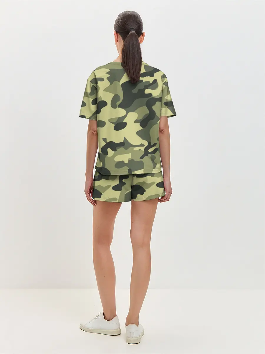 Женская пижама с шортами / Камуфляж Хаки