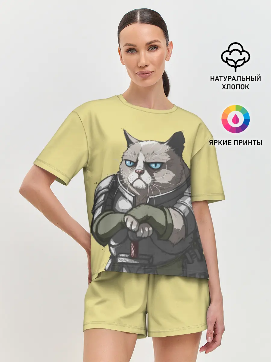 Женская пижама с шортами / Кот