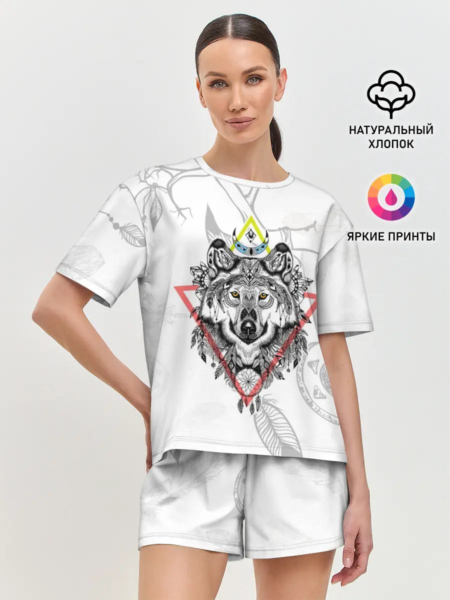 Женская пижама с шортами / Волк