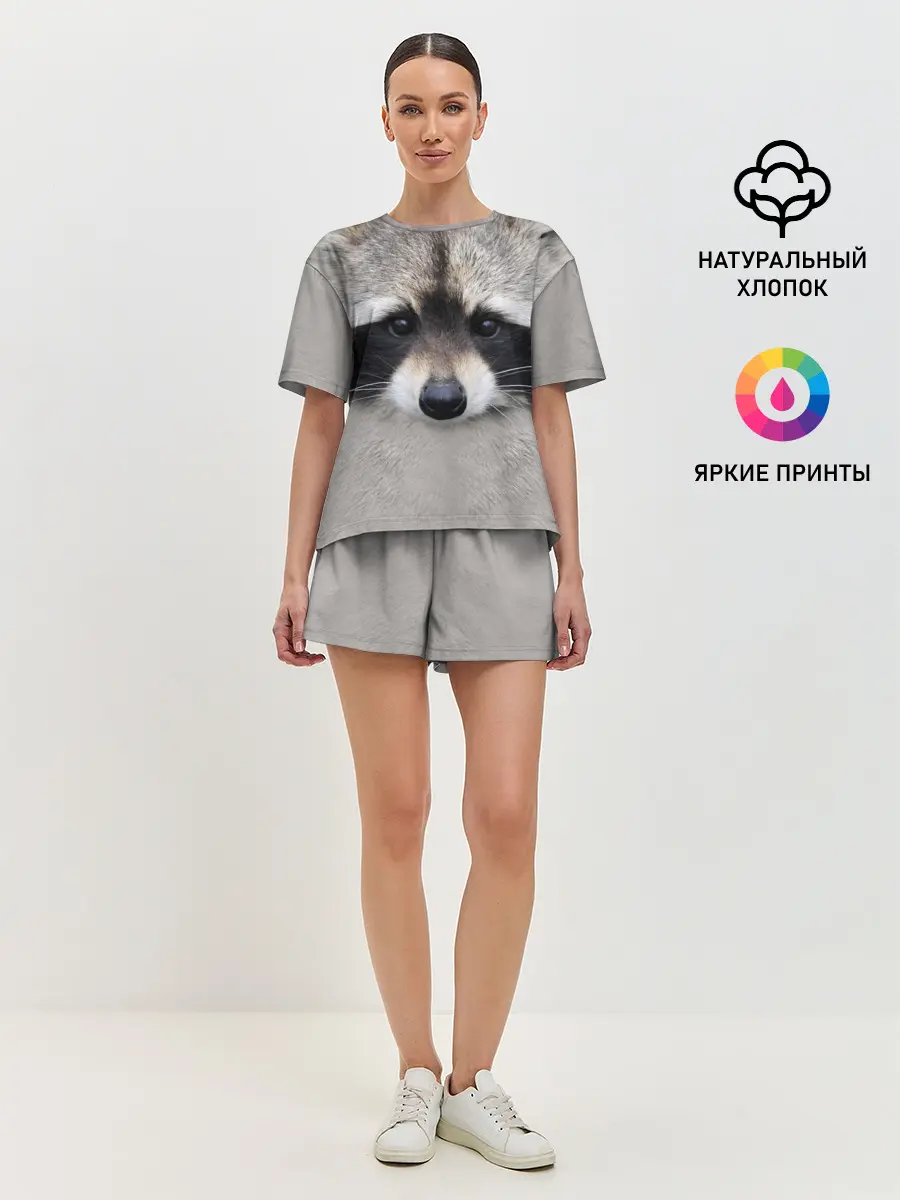 Женская пижама с шортами / Енот