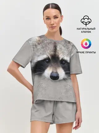 Женская пижама с шортами / Енот